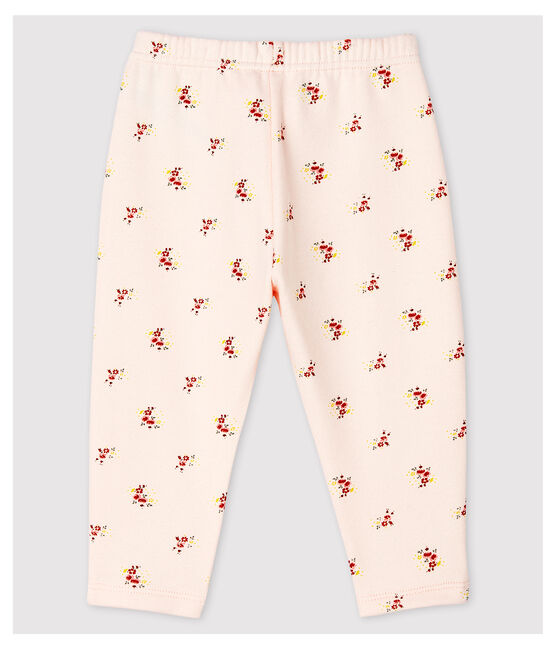 Pantalon imprimé en molleton bébé fille rose FLEUR/blanc MULTICO