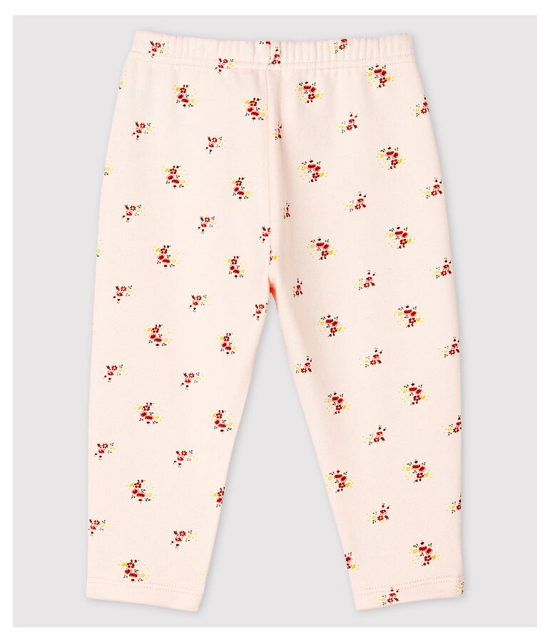 Pantalon imprim&eacute; en molleton b&eacute;b&eacute; fille rose FLEUR/blanc MULTICO