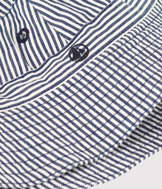 Bob rayé enfant garçon en serge bleu MEDIEVAL/blanc MARSHMALLOW