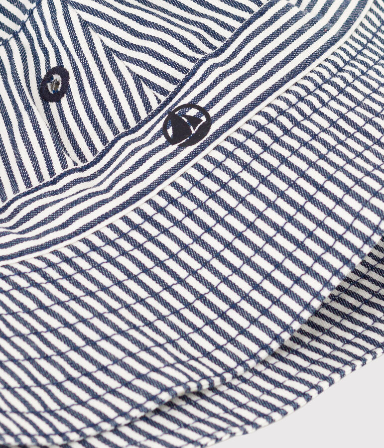 Bob ray&eacute; enfant gar&ccedil;on en serge bleu MEDIEVAL/blanc MARSHMALLOW