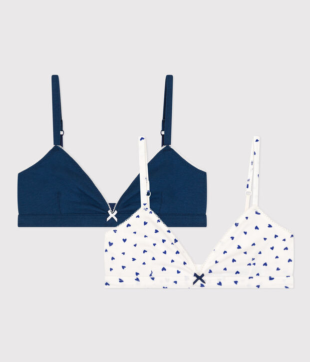 Lot de 2 soutiens gorge c&oelig;ur en coton et &eacute;lasthanne fille multicouleur