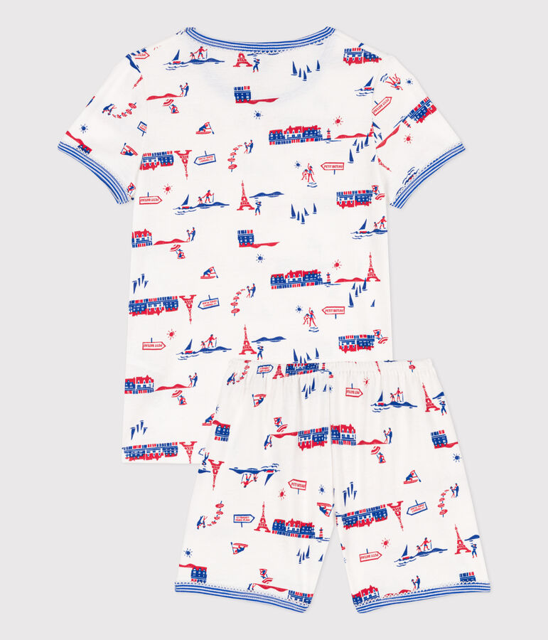 Pyjacourt Paris en coton petite fille blanc MARSHMALLOW/blanc MULTICO