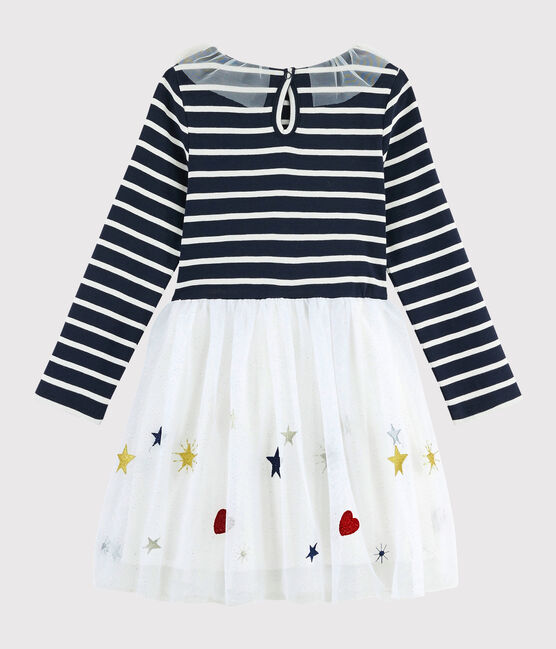 Robe manches longues enfant fille bleu SMOKING/blanc MULTICO