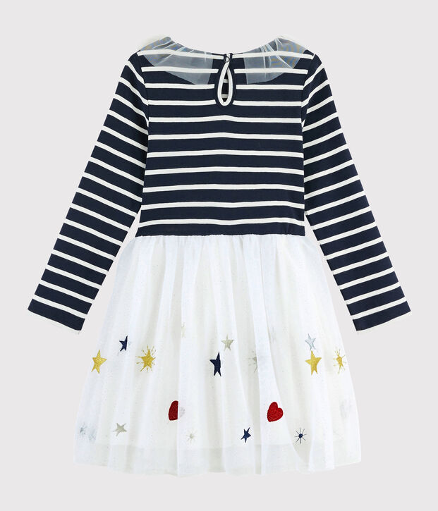 Robe manches longues enfant fille bleu/multicouleur