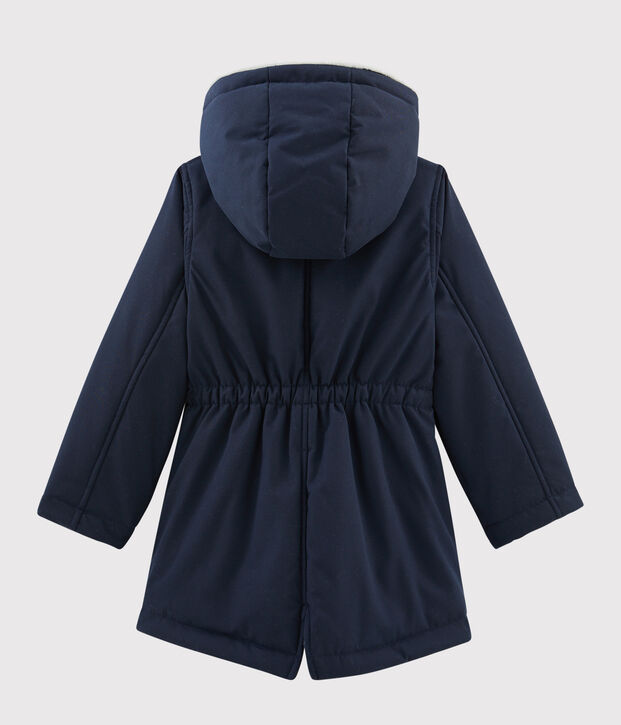 Parka en coton enduit enfant fille bleu marine