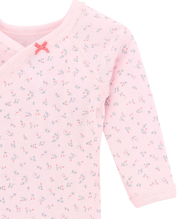 Body naissance fille manches longues imprim&eacute; rose/multicouleur