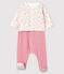 Ensemble 2 pièces fleurs roses bébé en en velours rose CHARME/blanc MULTICO