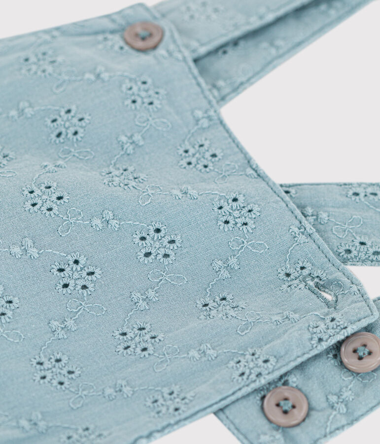 Salopette courte b&eacute;b&eacute; en broderie anglaise vert MIMI