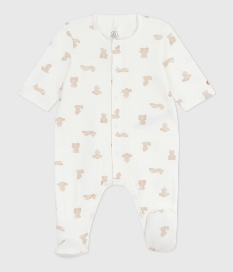 Pyjama b&eacute;b&eacute; en tubique imprim&eacute; MARSHMALLOW/ BRUN