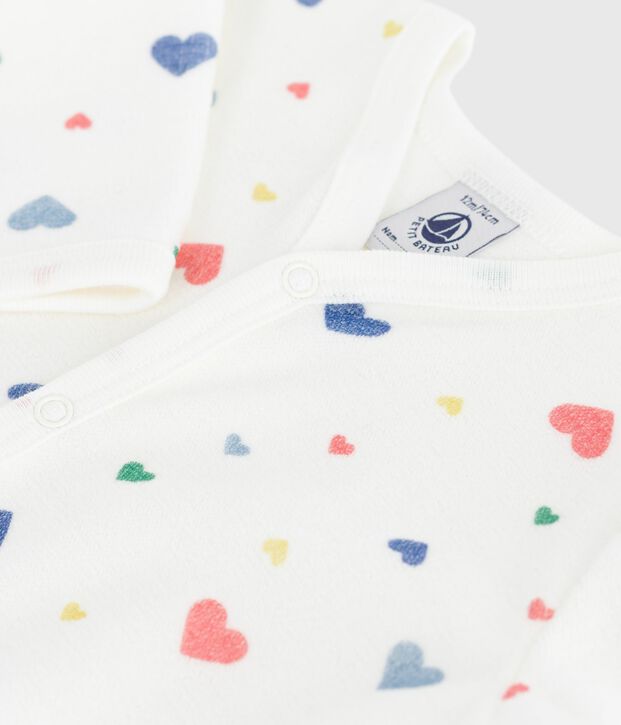 Pyjama b&eacute;b&eacute; en velours imprim&eacute; c&oelig;urs blanc/multicouleur