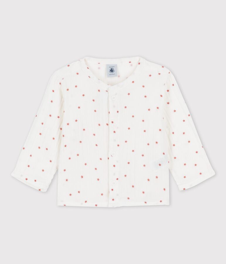 Chemise en gaze de coton bio b&eacute;b&eacute; blanc MARSHMALLOW/rouge OMBRIE