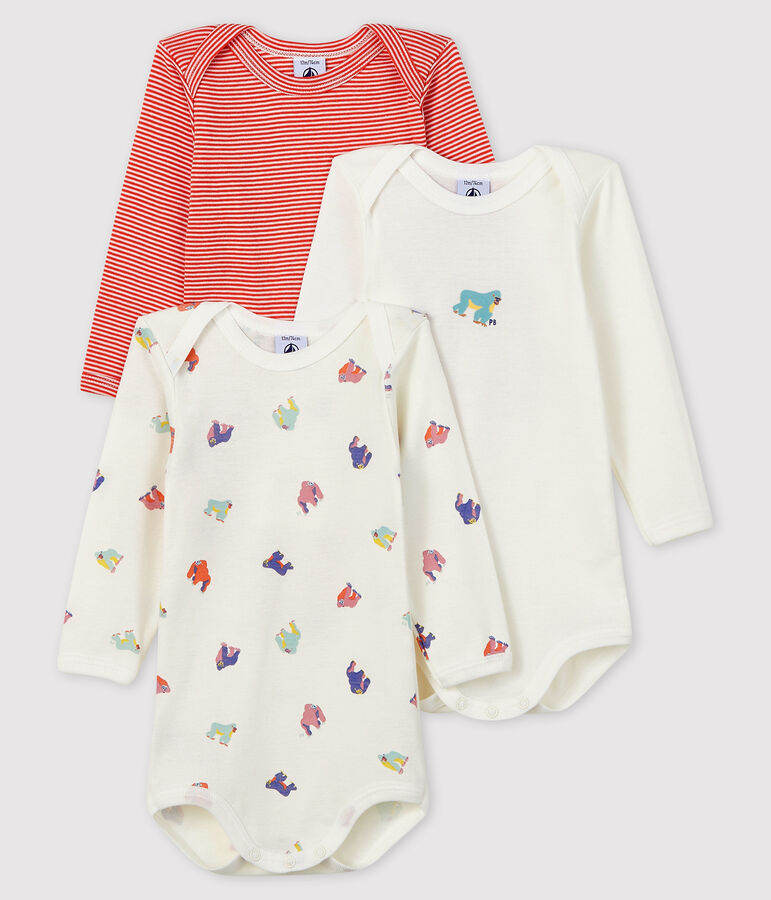 Lot de 3 bodies manches longues b&eacute;b&eacute; gar&ccedil;on multicouleur