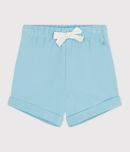 Short bébé en coton uni bleu AQUATIC