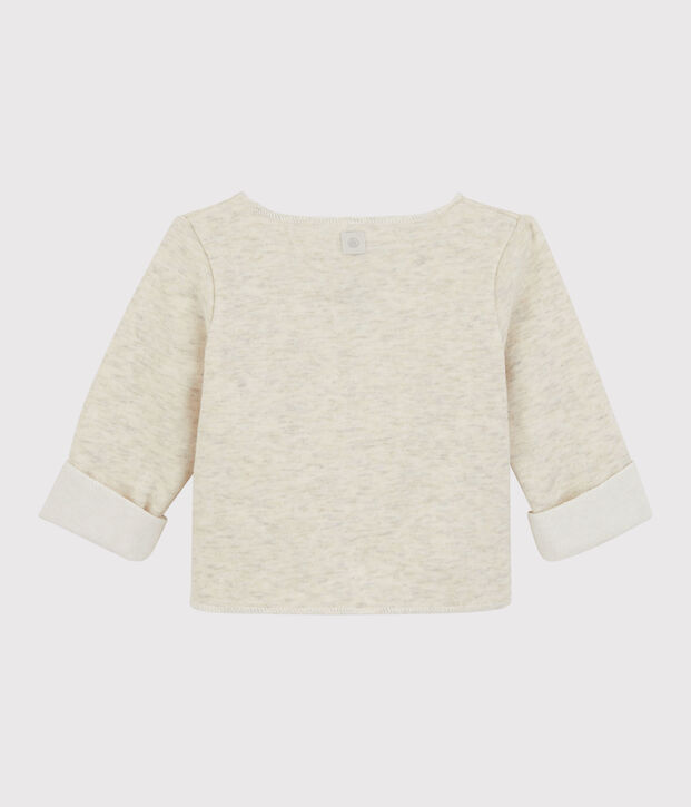 Cardigan gris chin&eacute; b&eacute;b&eacute; en jersey de coton biologique beige chin&eacute;
