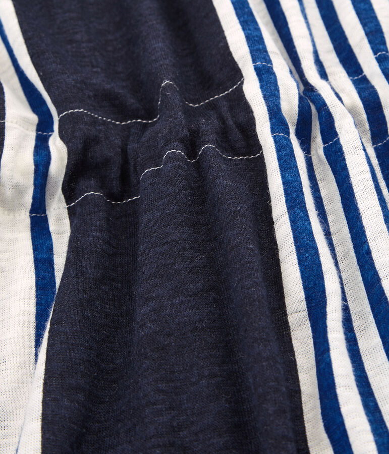 Robe manches courtes femme en lin blanc MARSHMALLOW/blanc MULTICO