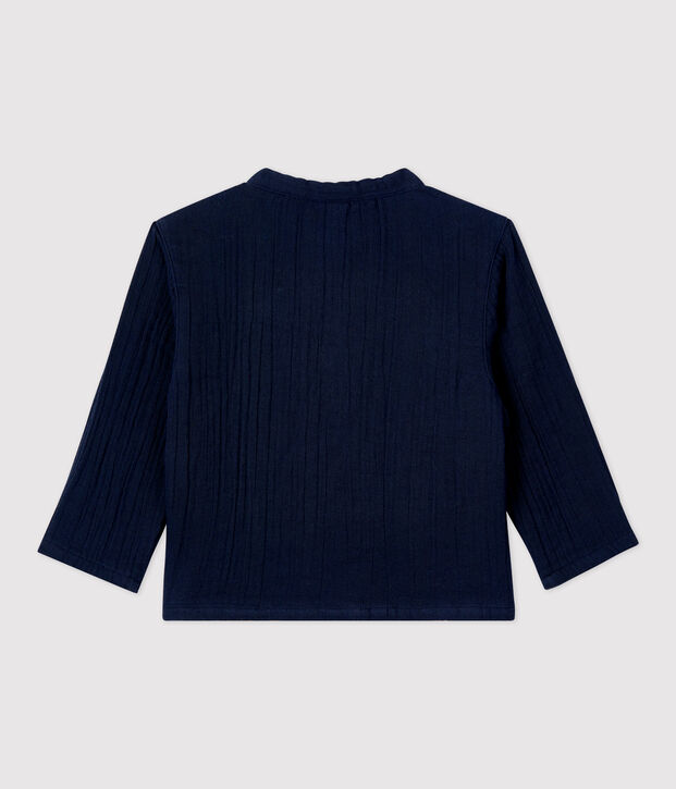 Chemise en gaze de coton bio b&eacute;b&eacute; bleu marine