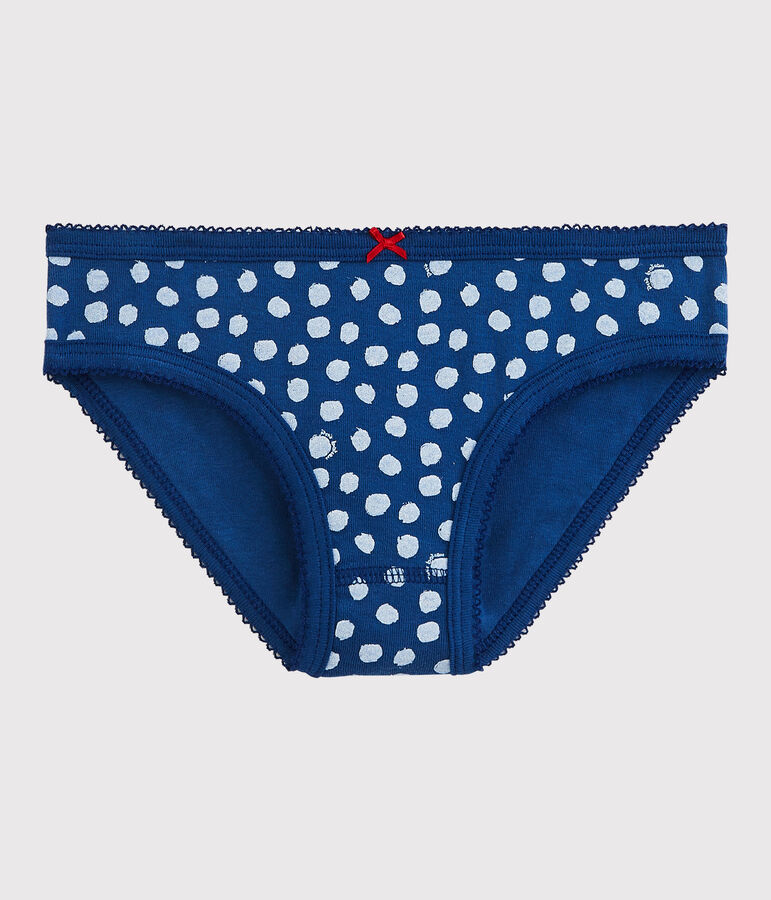 Culotte petite fille en coton bleu/blanc