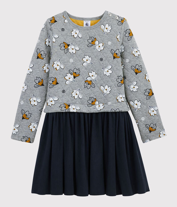 Robe manches longues enfant fille gris/multicouleur
