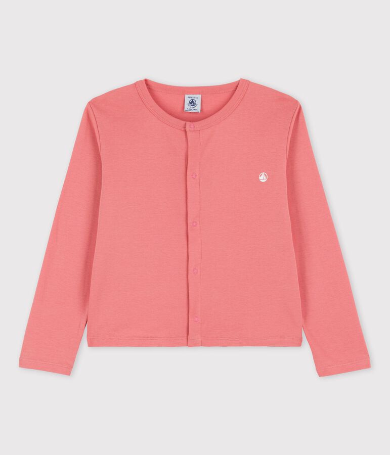 Cardigan en coton bio enfant fille rose PAPAYE