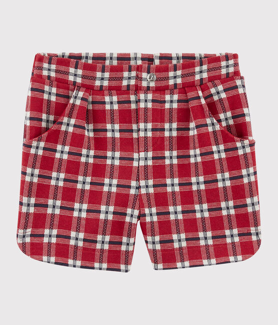 Short en maille enfant fille rouge TERKUIT/blanc MULTICO
