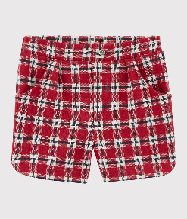 Short en maille enfant fille rouge/multicouleur