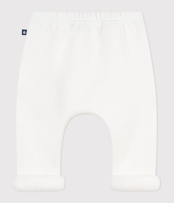 Pantalon bébé en coton doux et chaud uni écru MILK