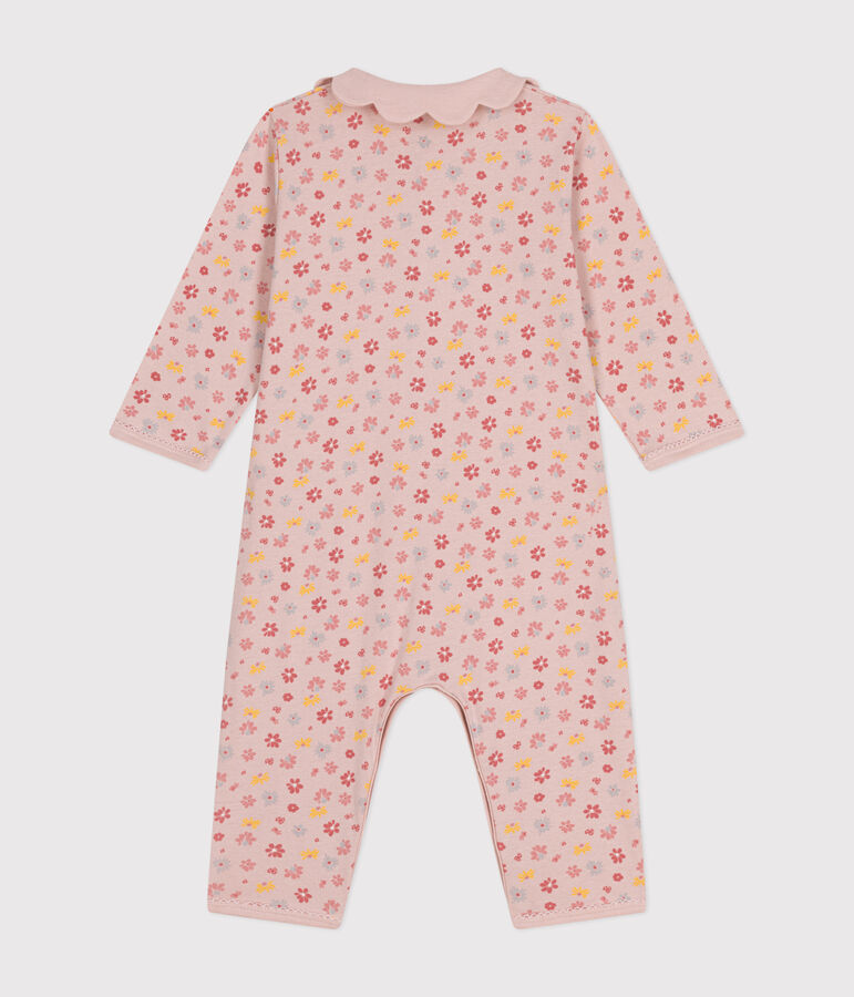 Pyjama sans pieds imprim&eacute; fleurs en coton b&eacute;b&eacute; rose SALINE/blanc MULTICO