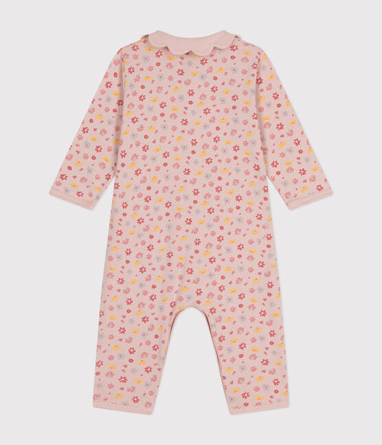 Pyjama sans pieds imprimé fleurs en coton bébé rose SALINE/blanc MULTICO