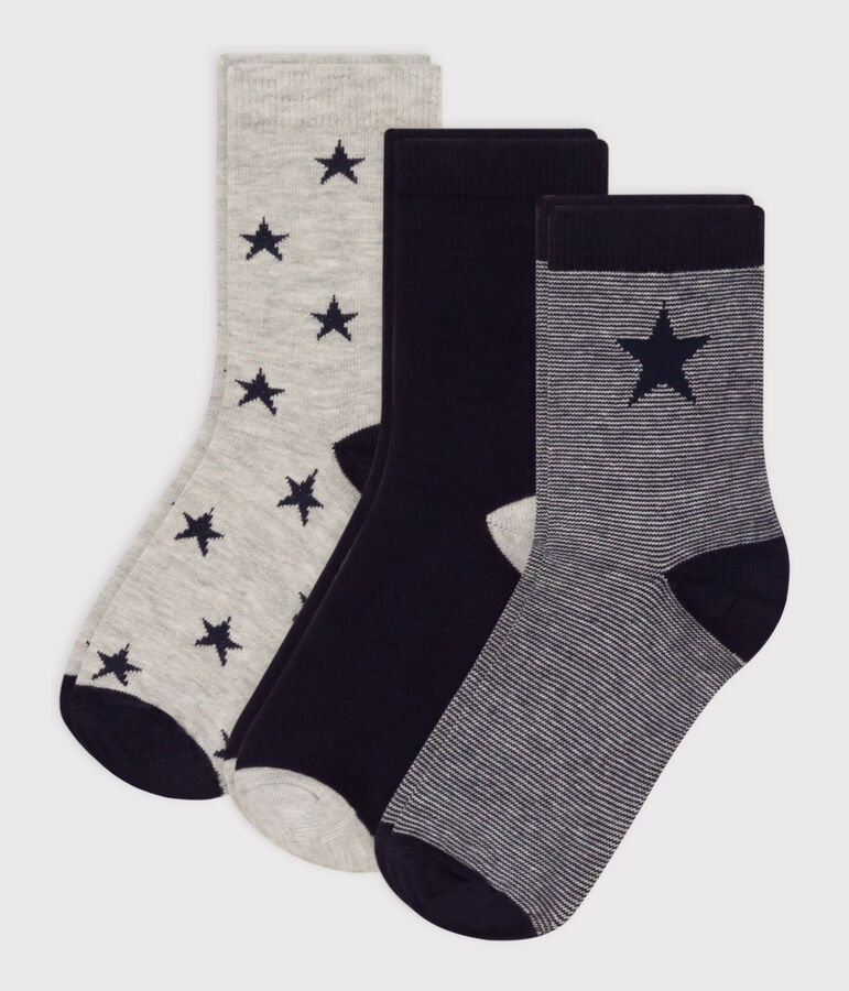 Lot de 3 paires de chaussettes &eacute;toiles en jersey de coton enfants multicouleur