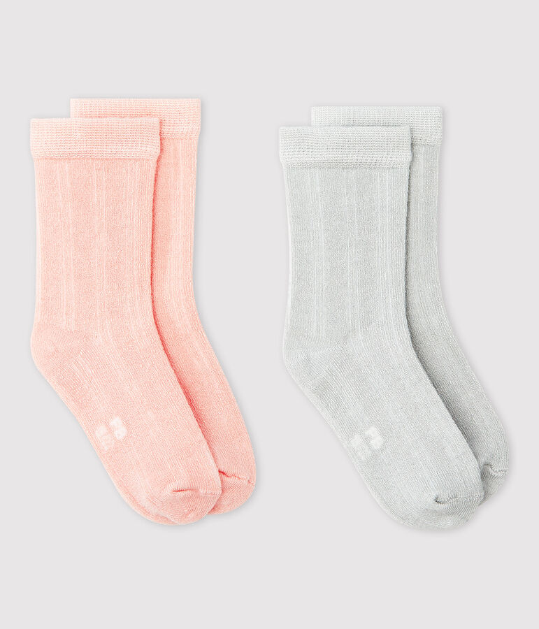 Lot de 2 chaussettes ray&eacute;es b&eacute;b&eacute; fille multicouleur