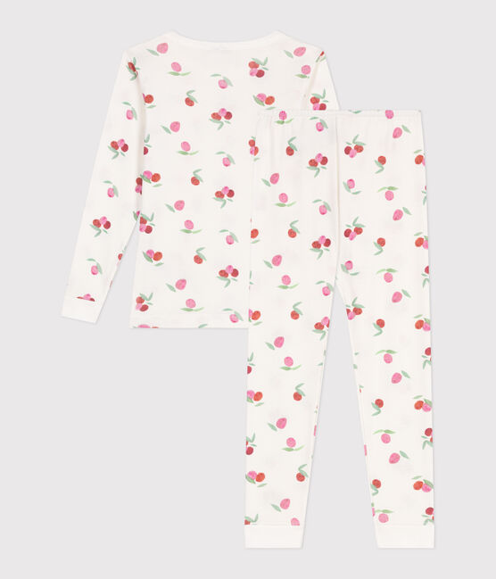 Pyjama très ajusté enfant en coton imprimé MARSHMALLOW/ PEONIA/ MULTICO