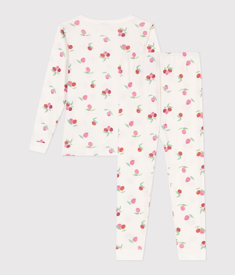 Pyjama tr&egrave;s ajust&eacute; enfant en coton imprim&eacute; MARSHMALLOW/ PEONIA/ MULTICO