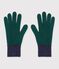 Gants enfant en tricot bicolore doubl&eacute; polaire vert/bleu