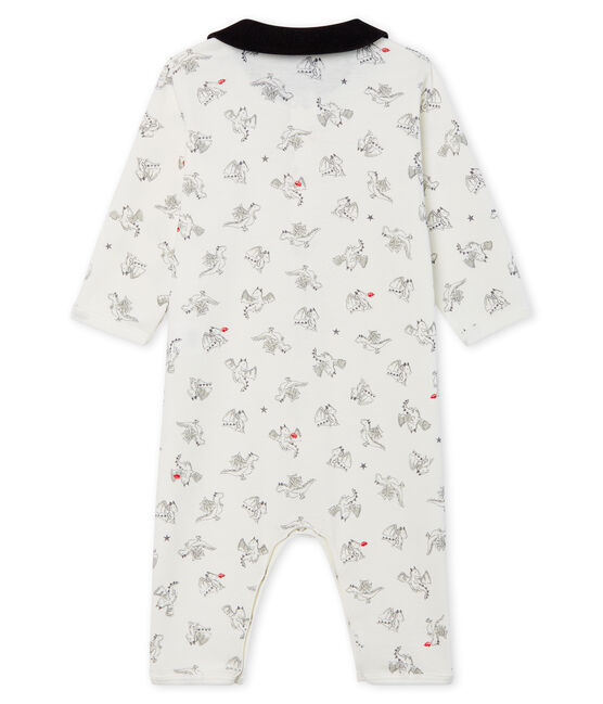 Dors bien sans pieds bébé garçon en côte blanc MARSHMALLOW/ MULTICO CN