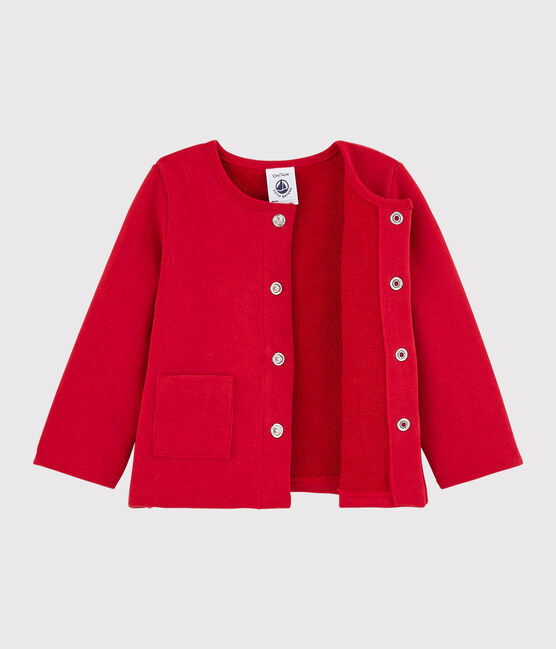 Cardigan bébé fille en molleton rouge TERKUIT