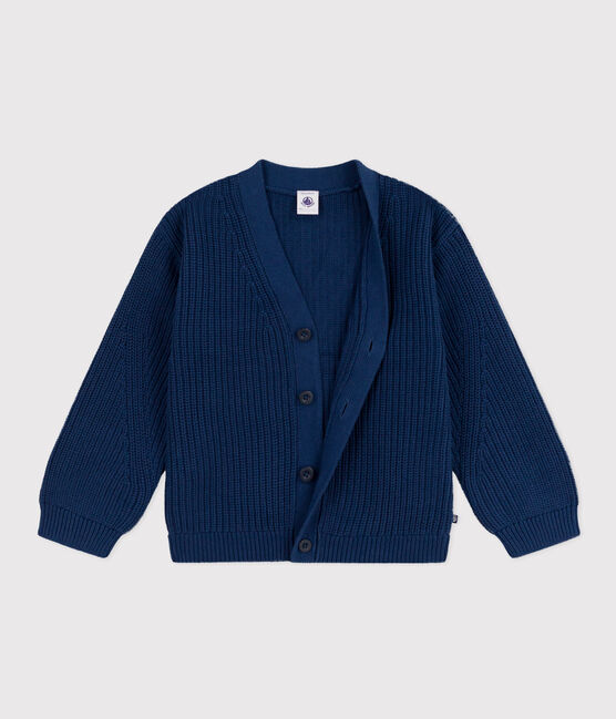 Cardigan en côte anglaises en coton enfant fille bleu INCOGNITO