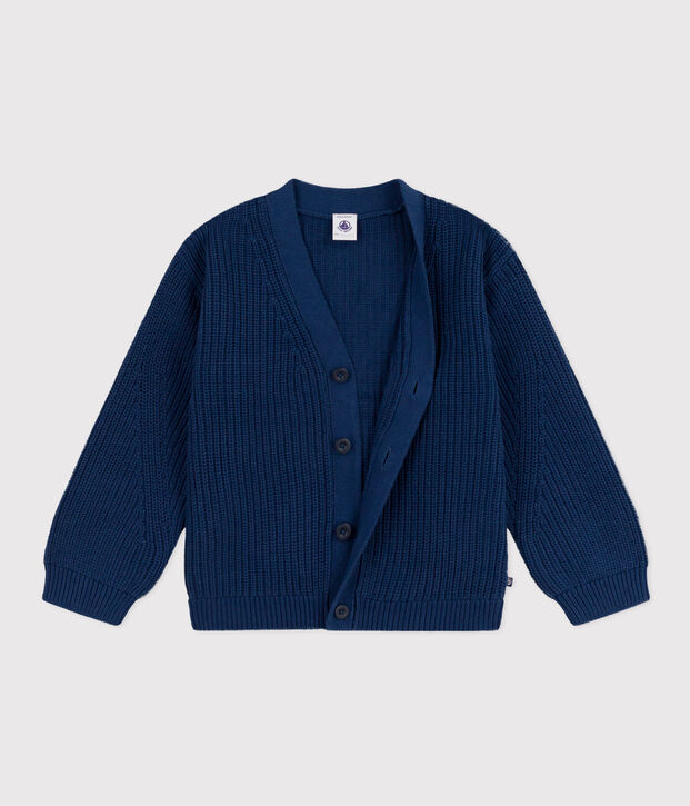 Cardigan en c&ocirc;te anglaises en coton enfant fille bleu