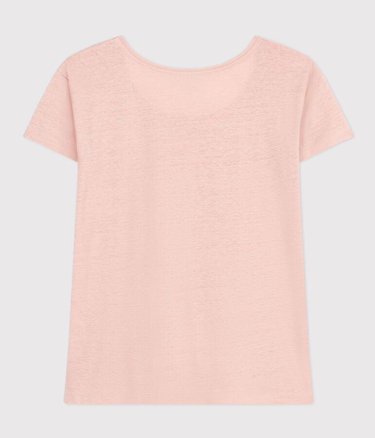 Tee-shirt Le Droit col rond en lin femme rose SALINE
