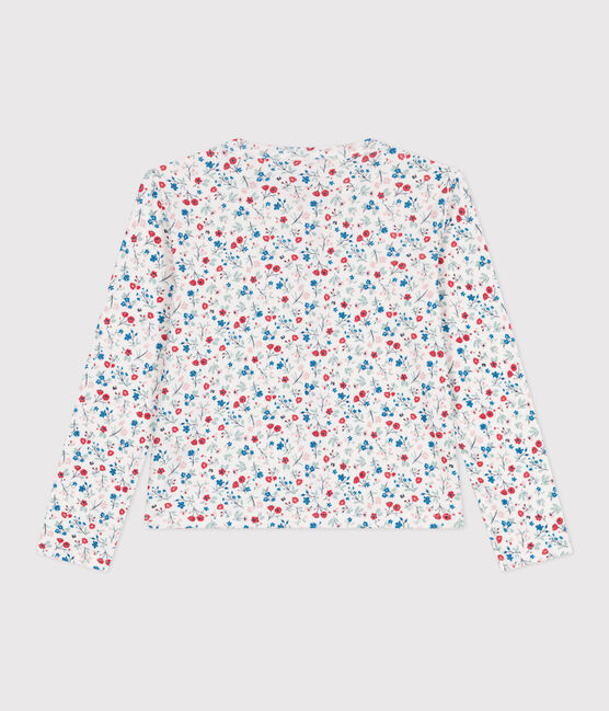Cardigan enfant en coton fleuri blanc MARSHMALLOW/blanc MULTICO