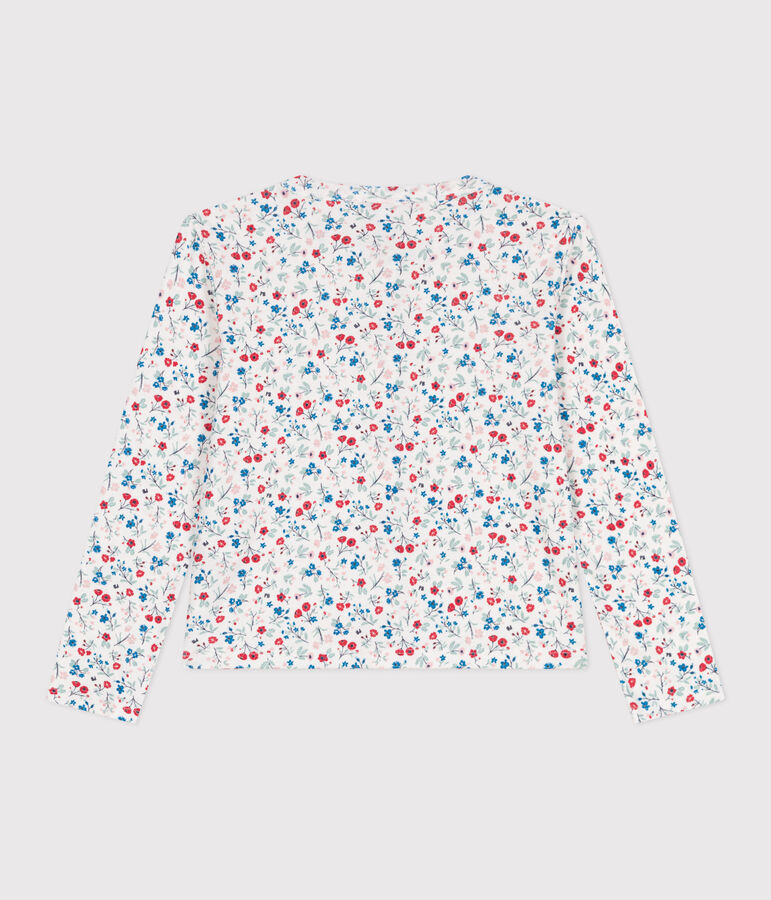 Cardigan enfant en coton fleuri blanc MARSHMALLOW/blanc MULTICO