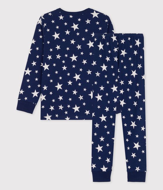 Pyjama étoiles en coton enfant bleu MEDIEVAL/blanc MARSHMALLOW