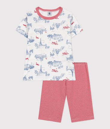 Pyjama short enfant en coton mi-long imprimé Paris