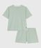 Pyjama short femme en coton à rayures SAULE/ MARSHMALLOW