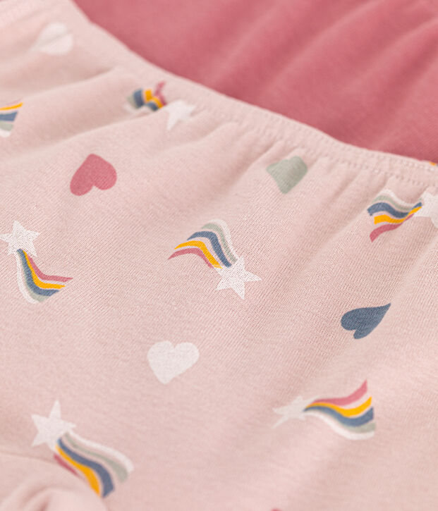 Lot de 2 shorties c&oelig;ur en coton enfant multicouleur