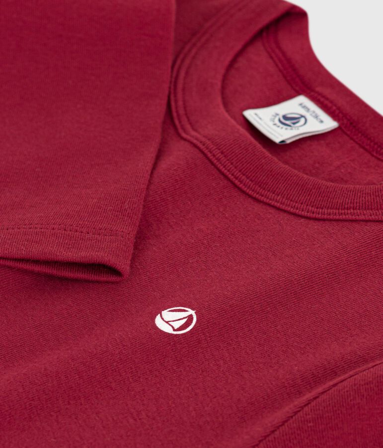 Tee-shirt enfant manches longues en coton uni rouge