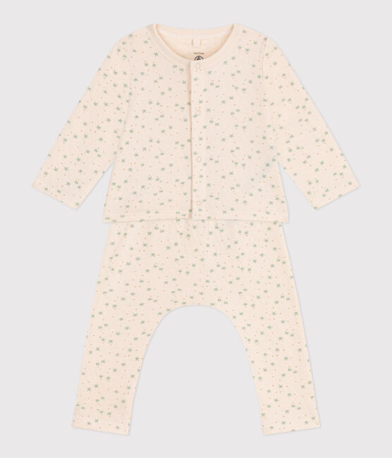 Ensemble bébé deux pièces en coton blanc AVALANCHE/ MULTICO