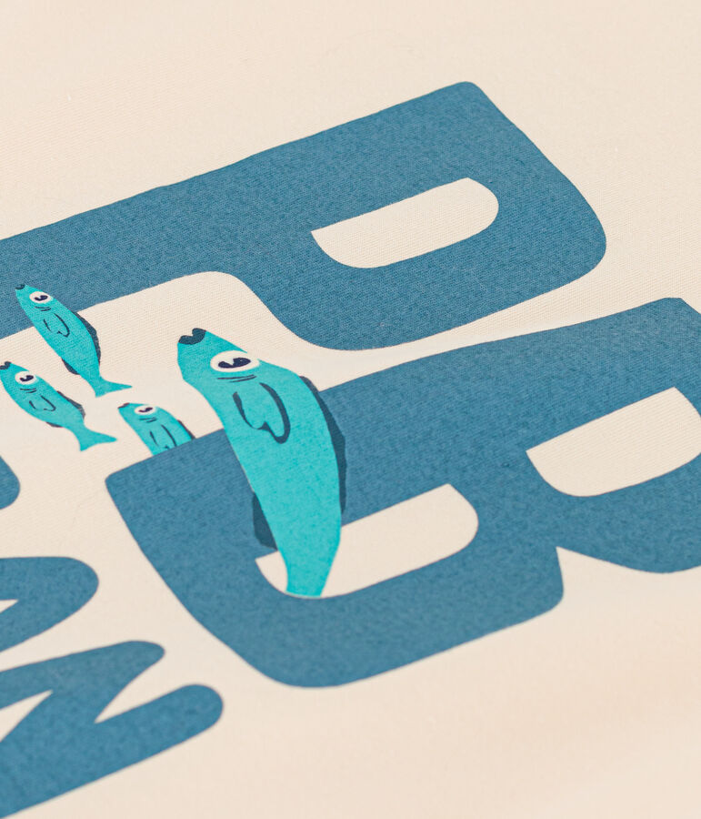 Tee-shirt manches courtes en coton enfant gar&ccedil;on &eacute;cru/multicouleur