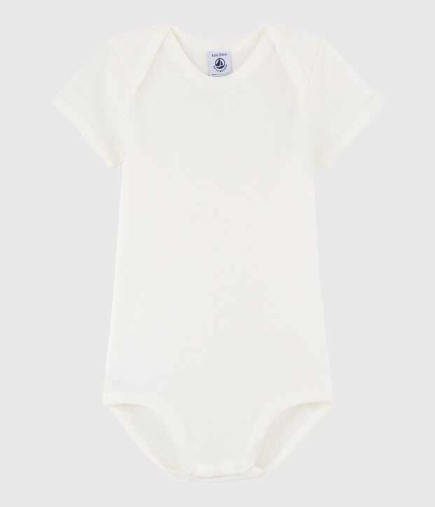 Body manches courtes b&eacute;b&eacute; fille blanc Lait