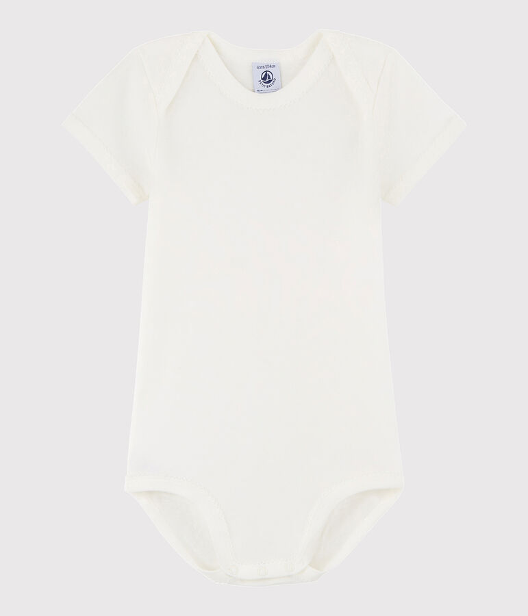 Body manches courtes b&eacute;b&eacute; fille blanc Lait