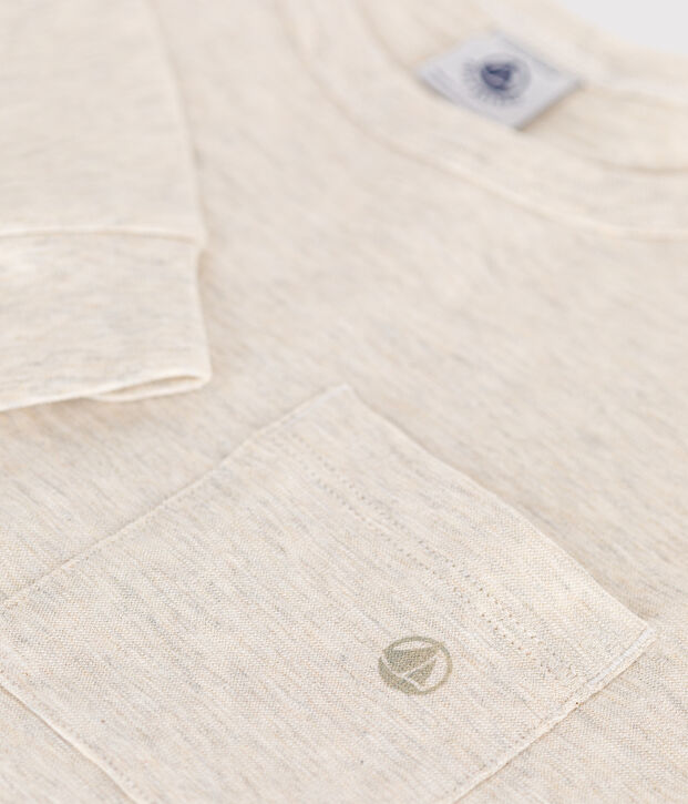 Tee-shirt manches longues en jersey flamm&eacute; enfant gar&ccedil;on beige